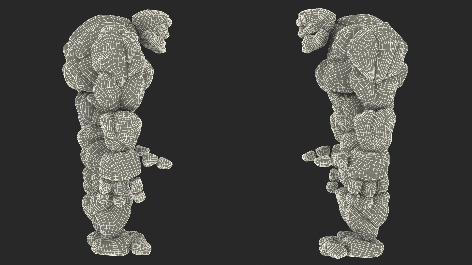 3D model Character Stone Golem Cartoon Gray Rigged for Cinema 4D