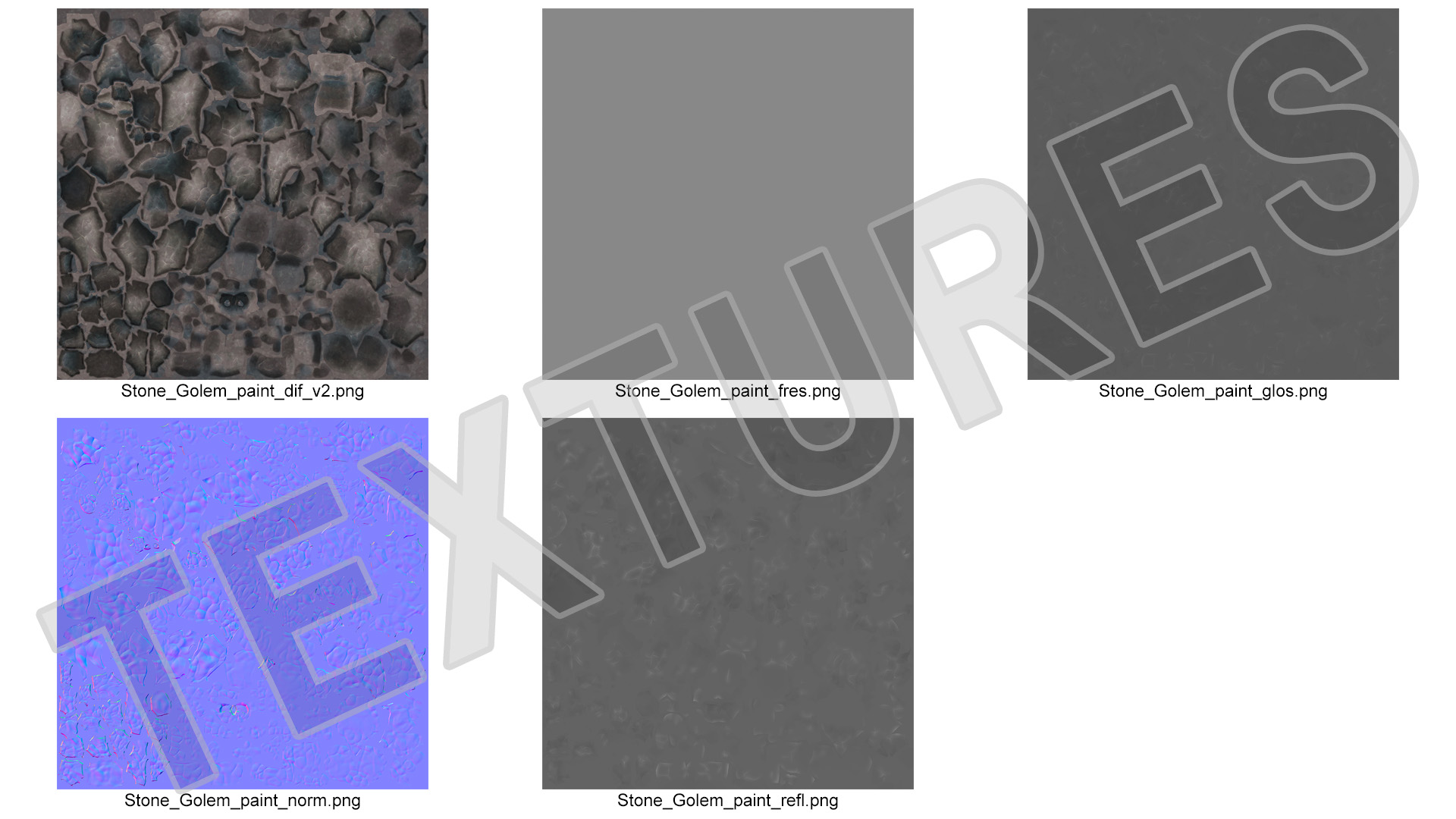 3D model Character Stone Golem Cartoon Gray Rigged for Cinema 4D