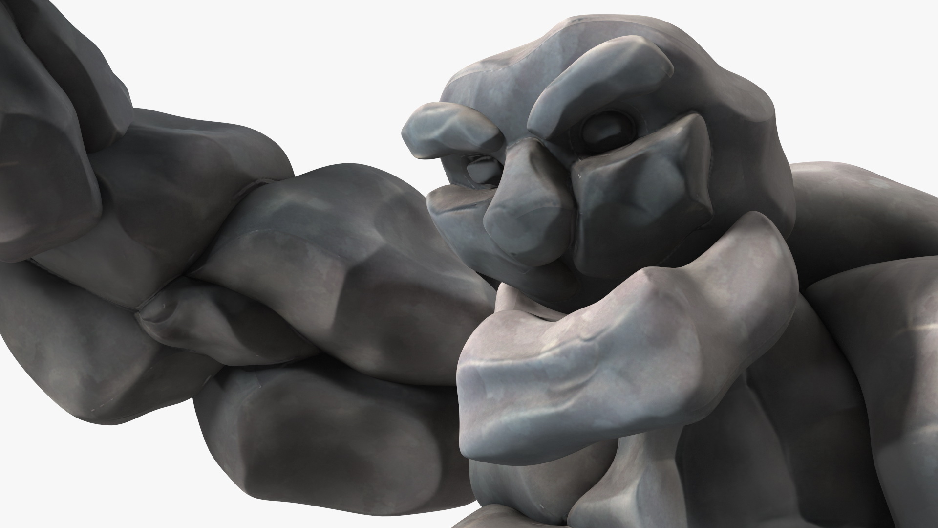 3D model Character Stone Golem Cartoon Gray Rigged for Cinema 4D