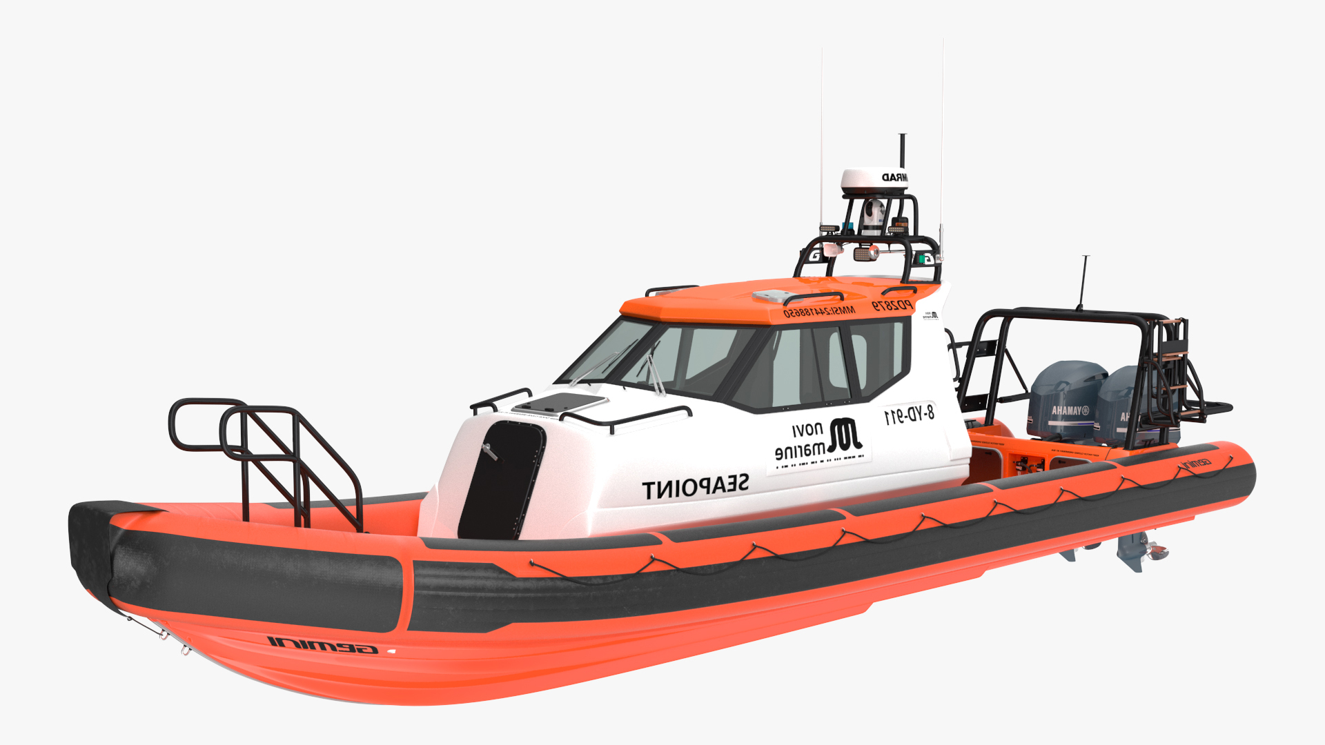 3D model Waverider 1060 GRP Cabin Gemini Marin Orange Rigged for Cinema 4D