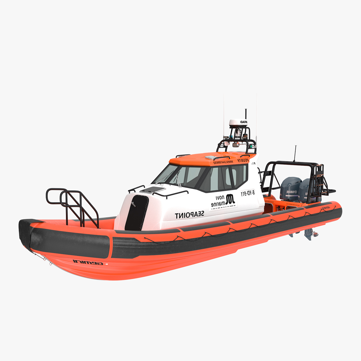 3D model Waverider 1060 GRP Cabin Gemini Marin Orange Rigged for Cinema 4D