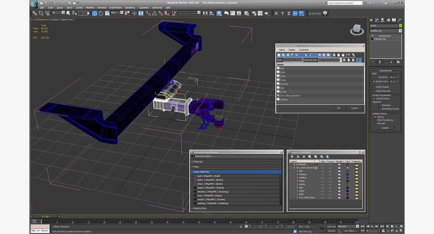 3D Tow Hitch Receiver model