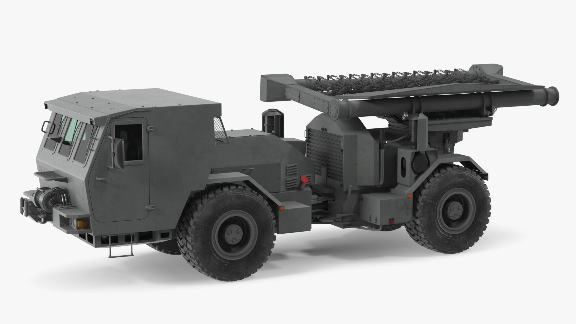 3D Grey Old Mine Flail Vehicle Hydrema 910 Rigged