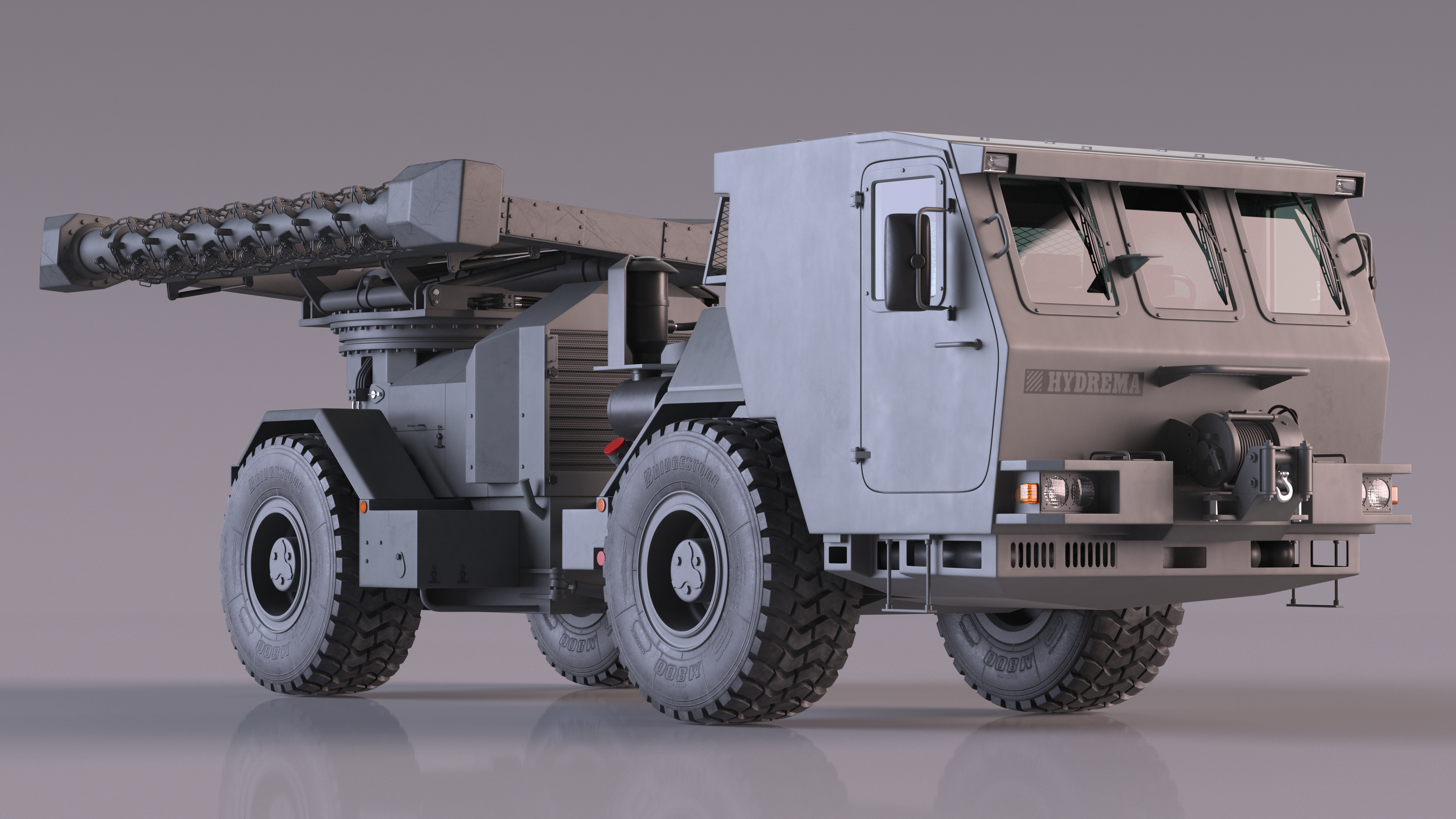 3D Grey Old Mine Flail Vehicle Hydrema 910 Rigged