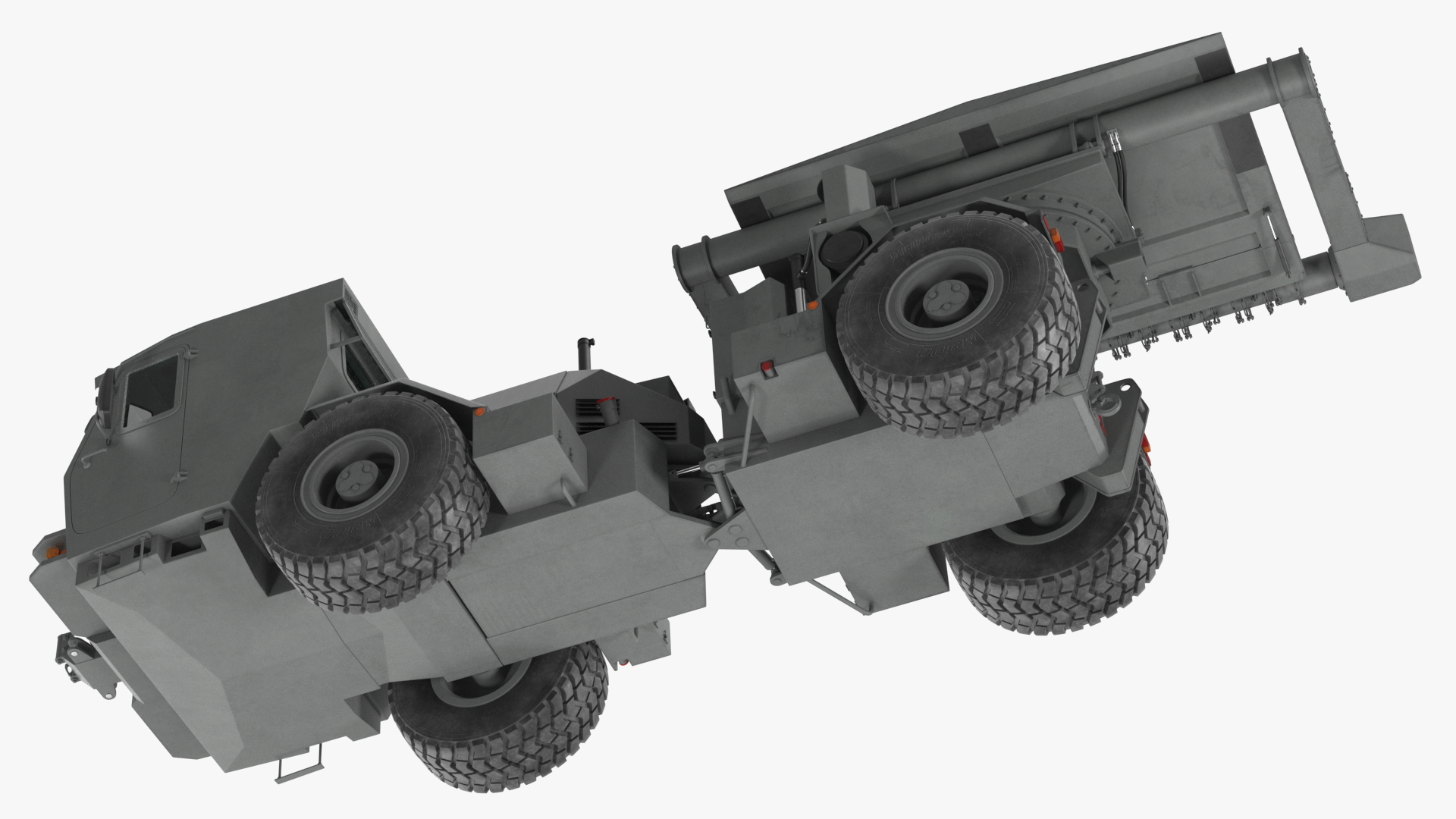 3D Grey Old Mine Flail Vehicle Hydrema 910 Rigged