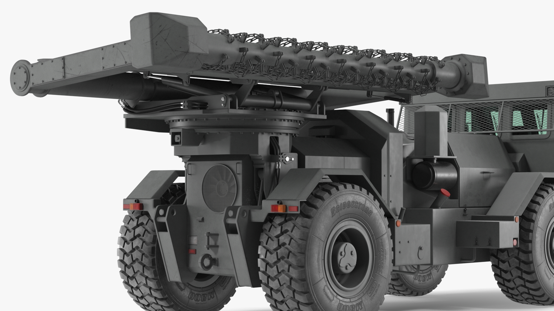 3D Grey Old Mine Flail Vehicle Hydrema 910 Rigged