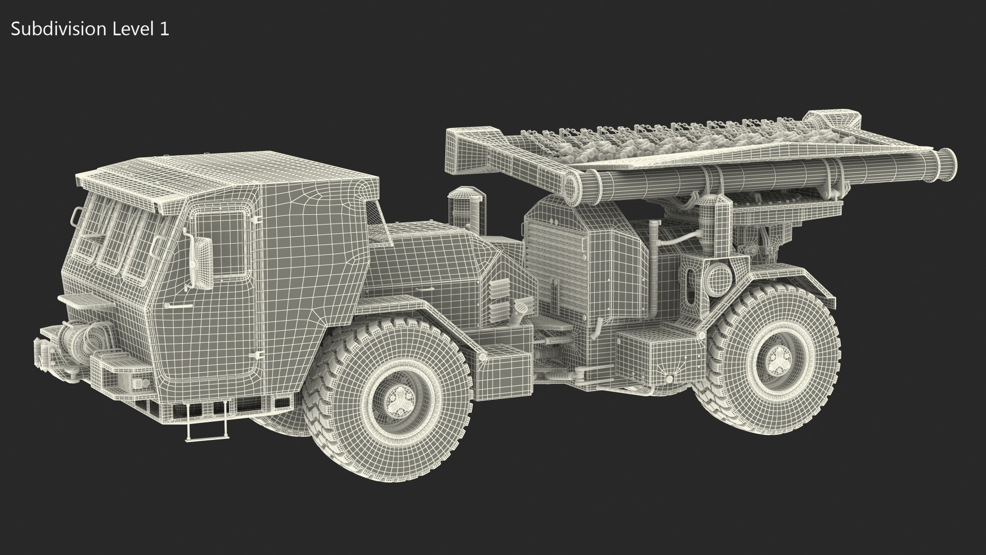 3D Grey Old Mine Flail Vehicle Hydrema 910 Rigged