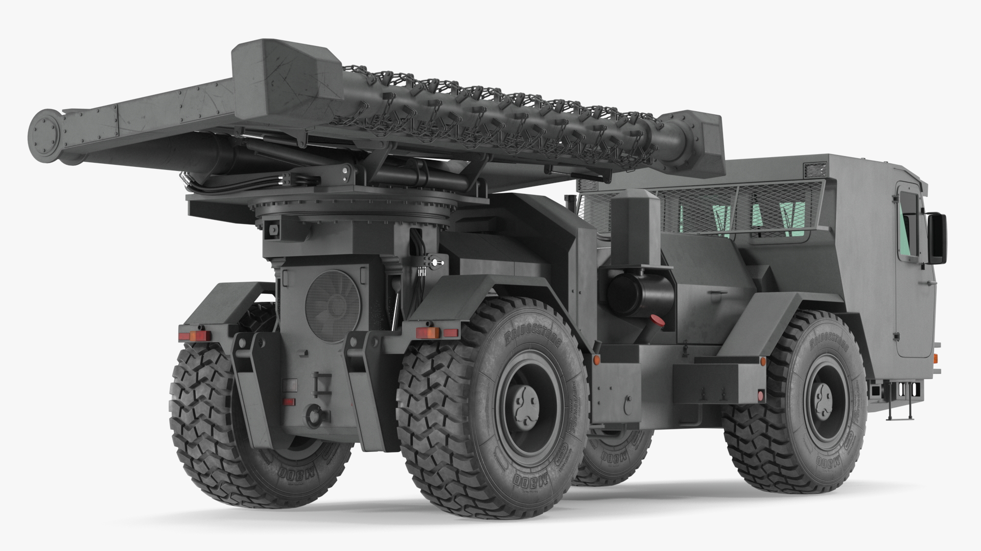 3D Grey Old Mine Flail Vehicle Hydrema 910 Rigged