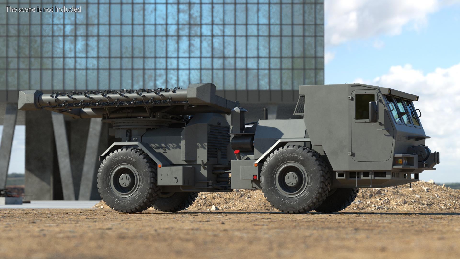 3D Grey Old Mine Flail Vehicle Hydrema 910 Rigged