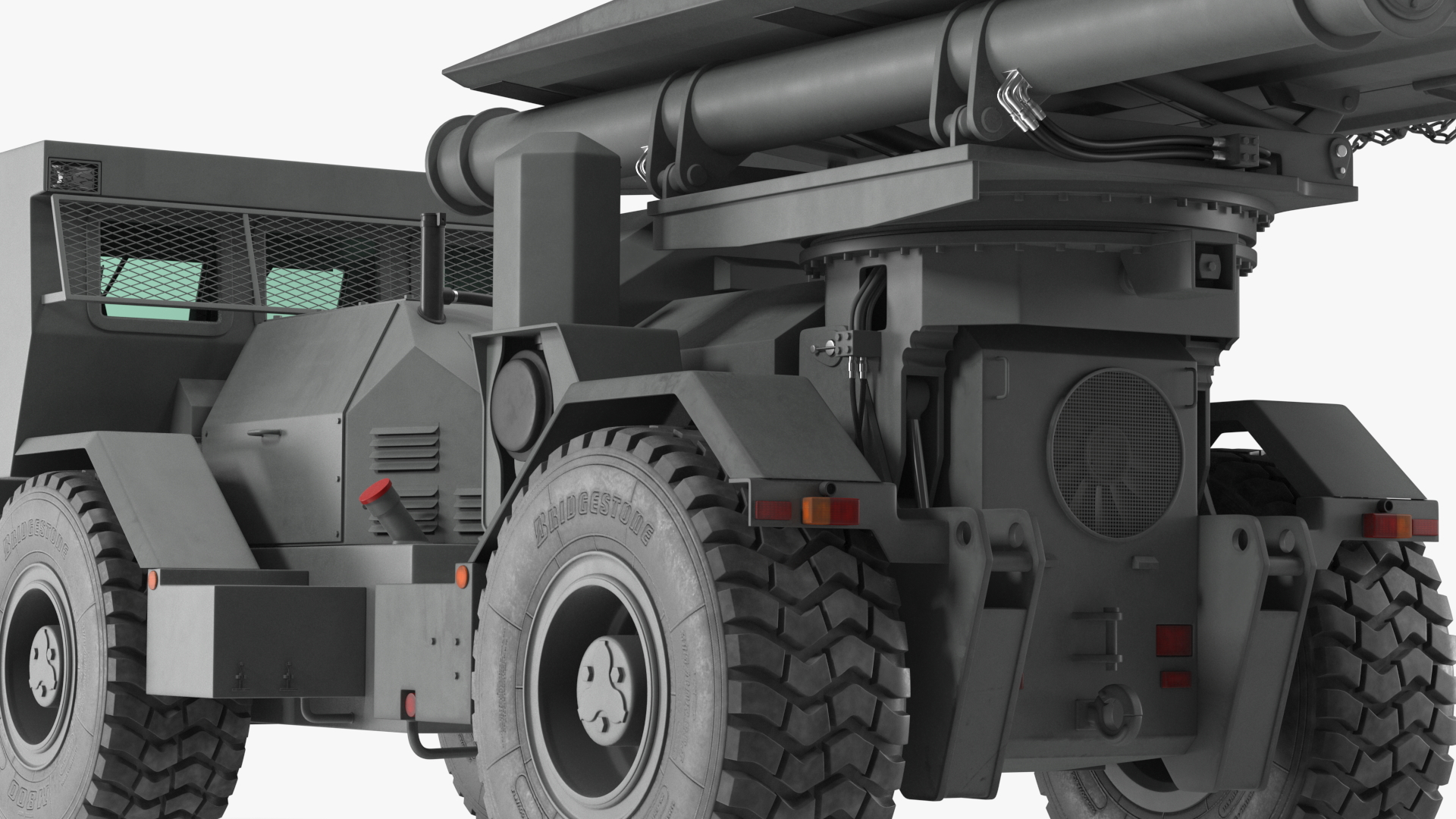 3D Grey Old Mine Flail Vehicle Hydrema 910 Rigged