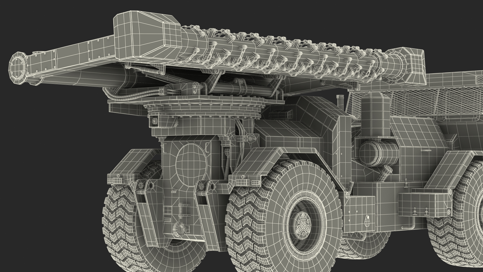 3D Grey Old Mine Flail Vehicle Hydrema 910 Rigged