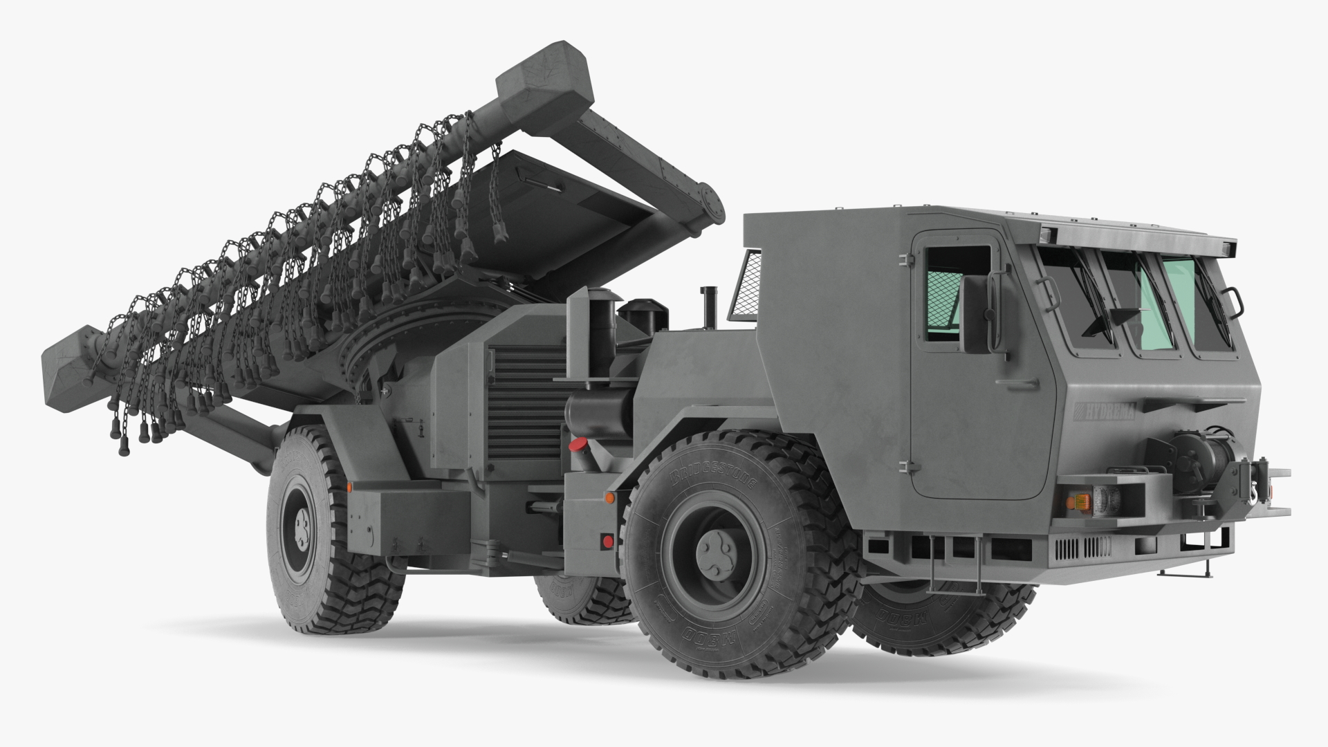 3D Grey Old Mine Flail Vehicle Hydrema 910 Rigged