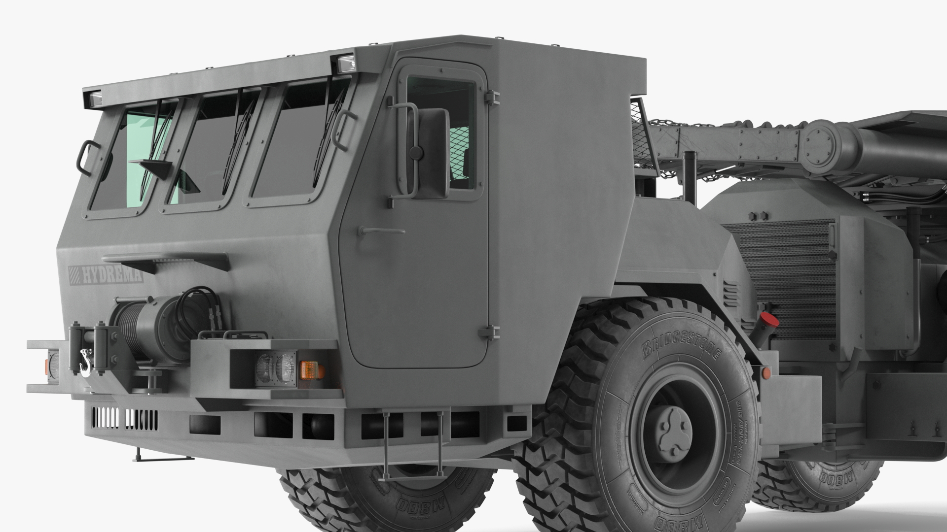 3D Grey Old Mine Flail Vehicle Hydrema 910 Rigged