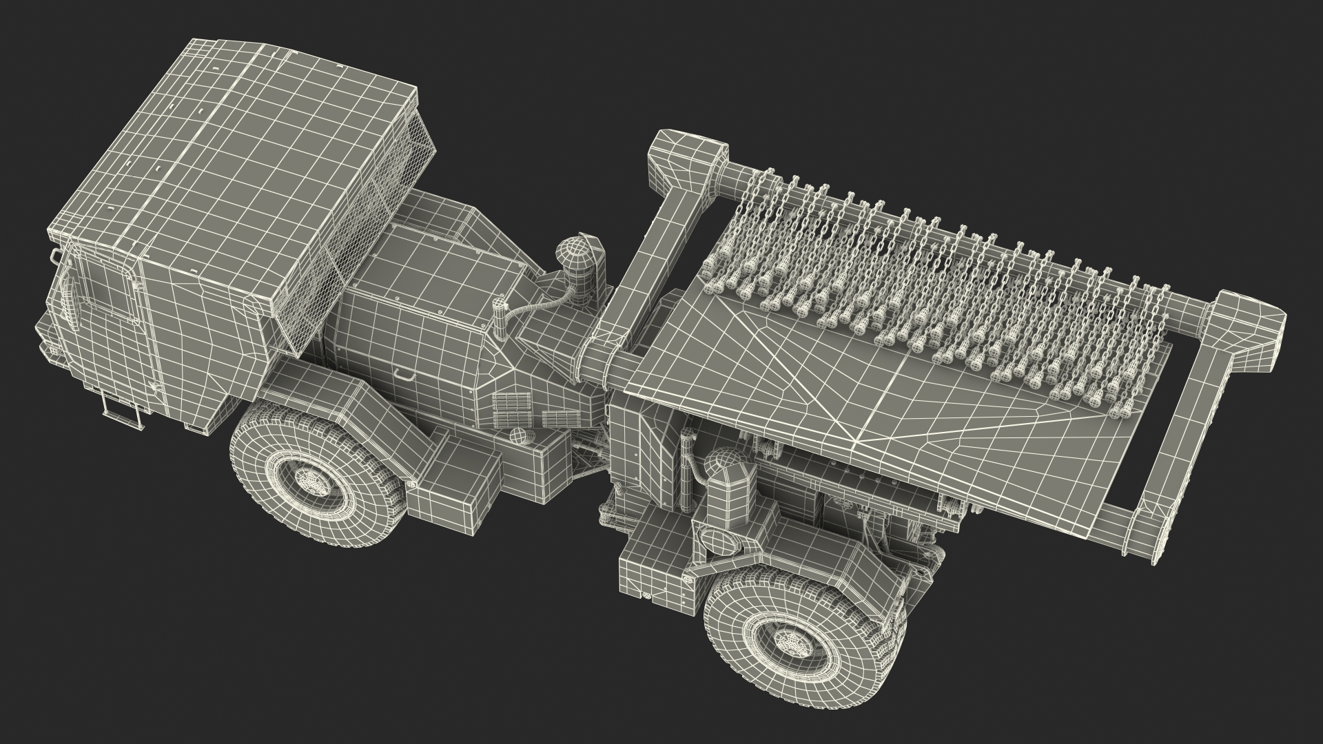 3D Grey Old Mine Flail Vehicle Hydrema 910 Rigged
