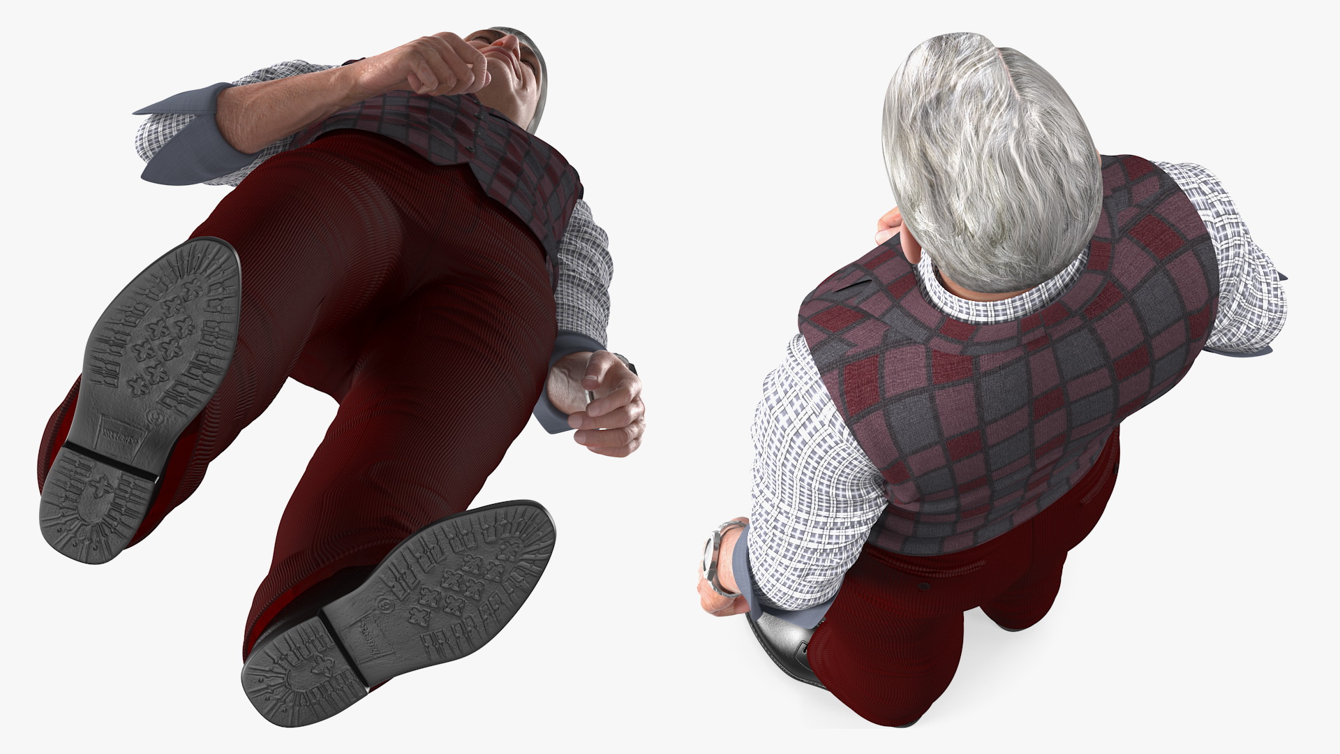 Elderly Man Casual Wear Standing Pose 3D
