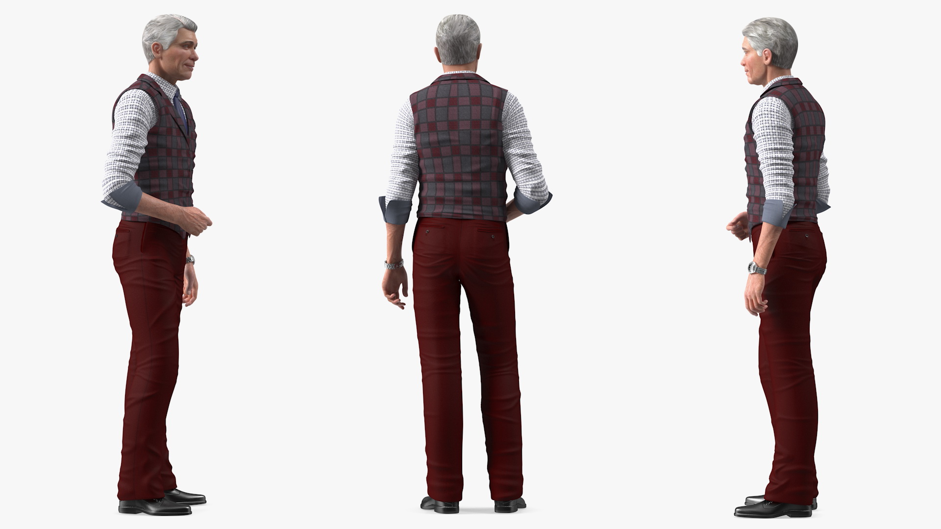 Elderly Man Casual Wear Standing Pose 3D
