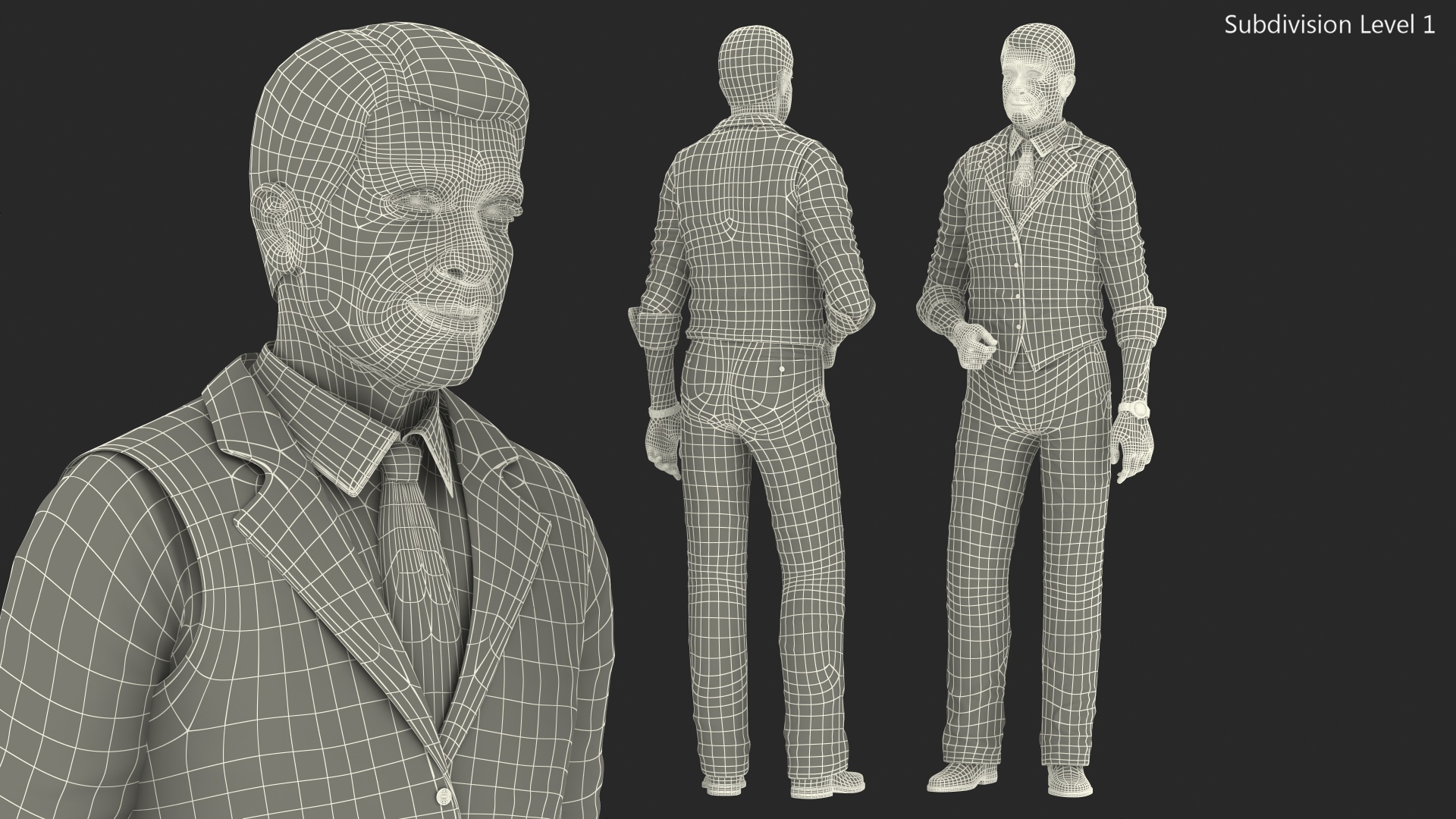 Elderly Man Casual Wear Standing Pose 3D