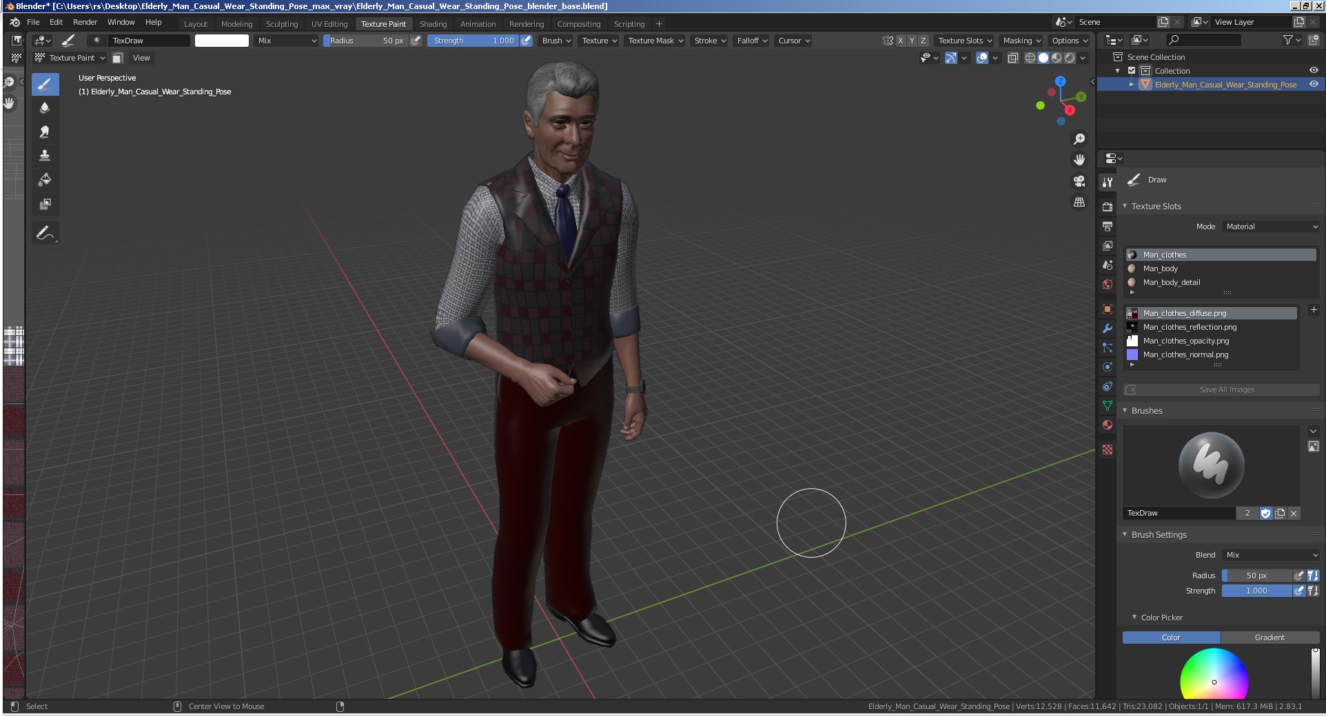 Elderly Man Casual Wear Standing Pose 3D