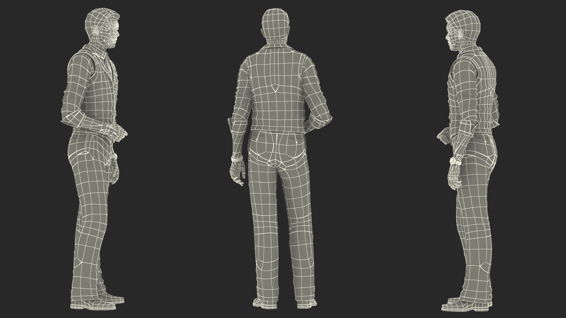 Elderly Man Casual Wear Standing Pose 3D