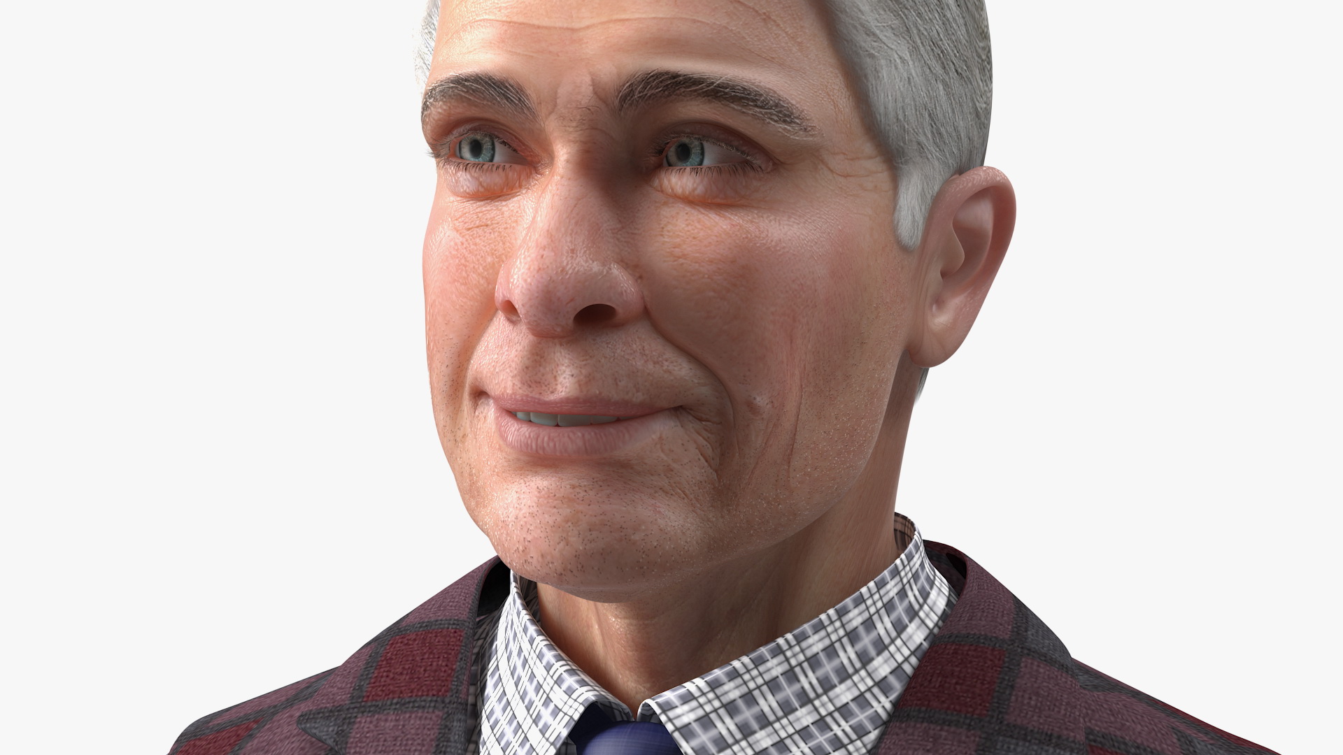 Elderly Man Casual Wear Standing Pose 3D