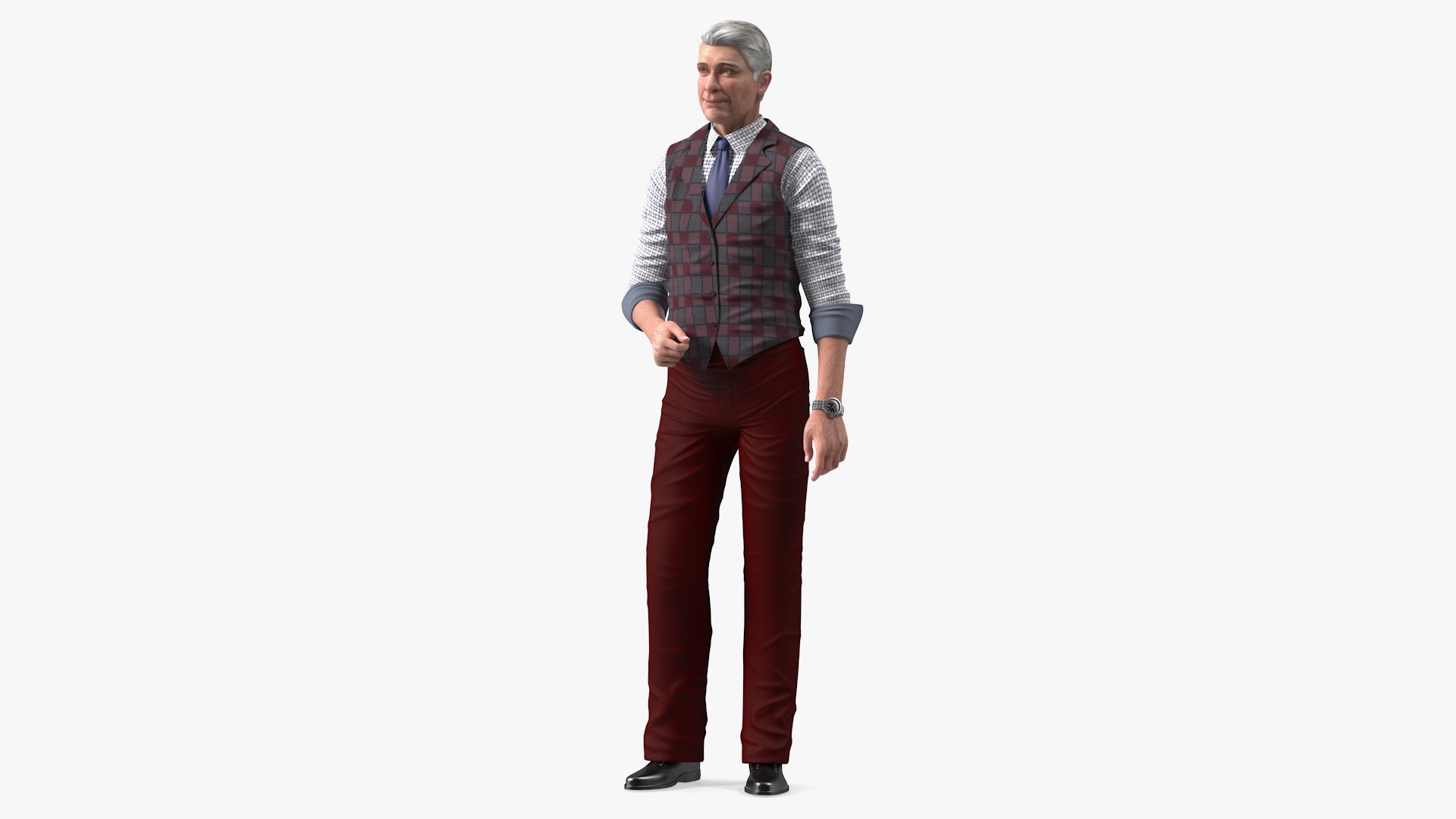 Elderly Man Casual Wear Standing Pose 3D