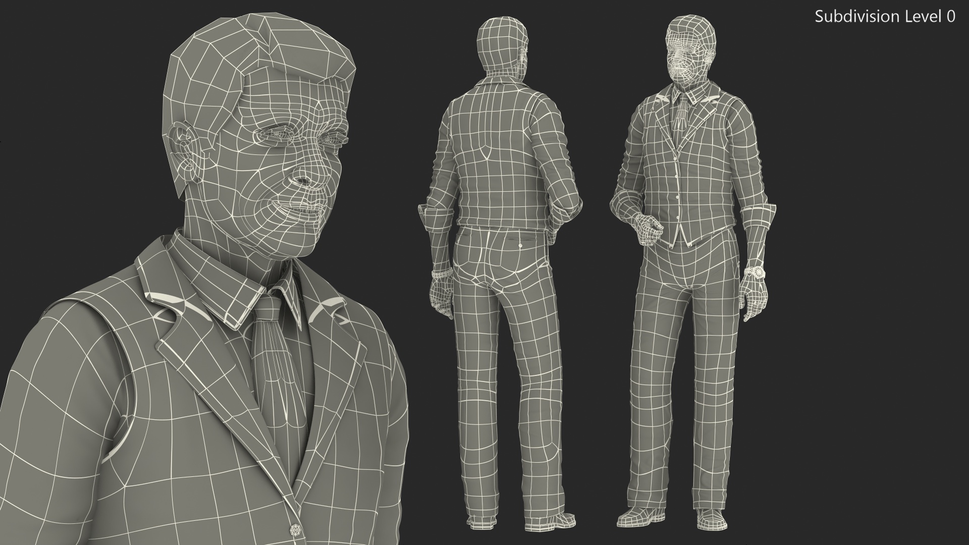 Elderly Man Casual Wear Standing Pose 3D