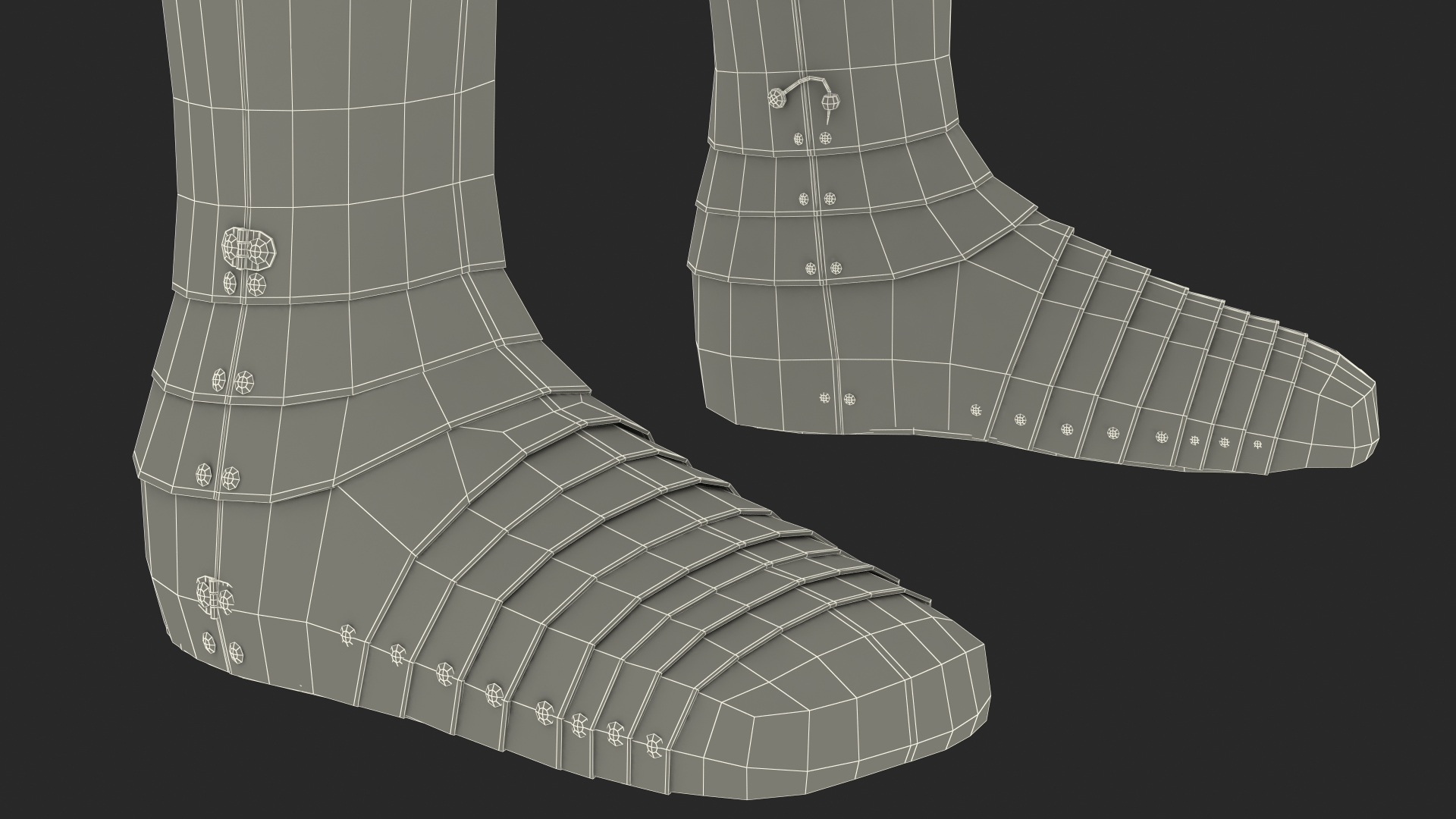 3D Medieval Knight Black Gold Leg Armor