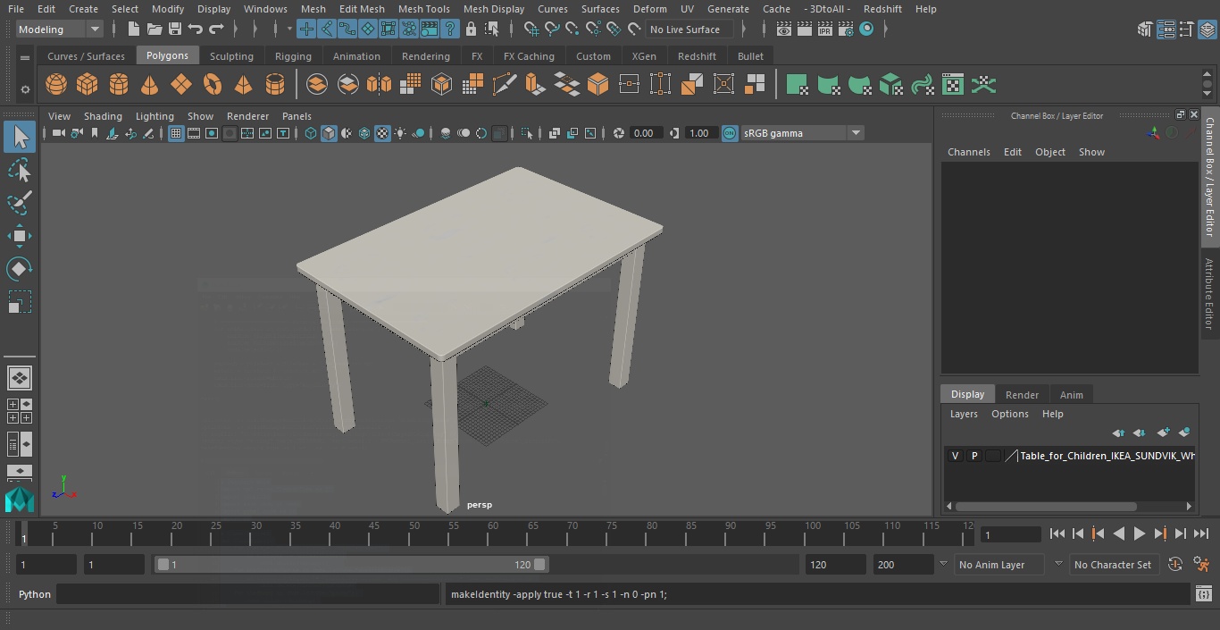 Table for Children IKEA SUNDVIK White 3D