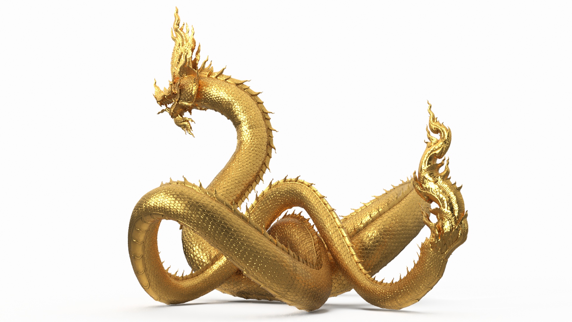 3D Thai Naga Dragon Gold Curled model