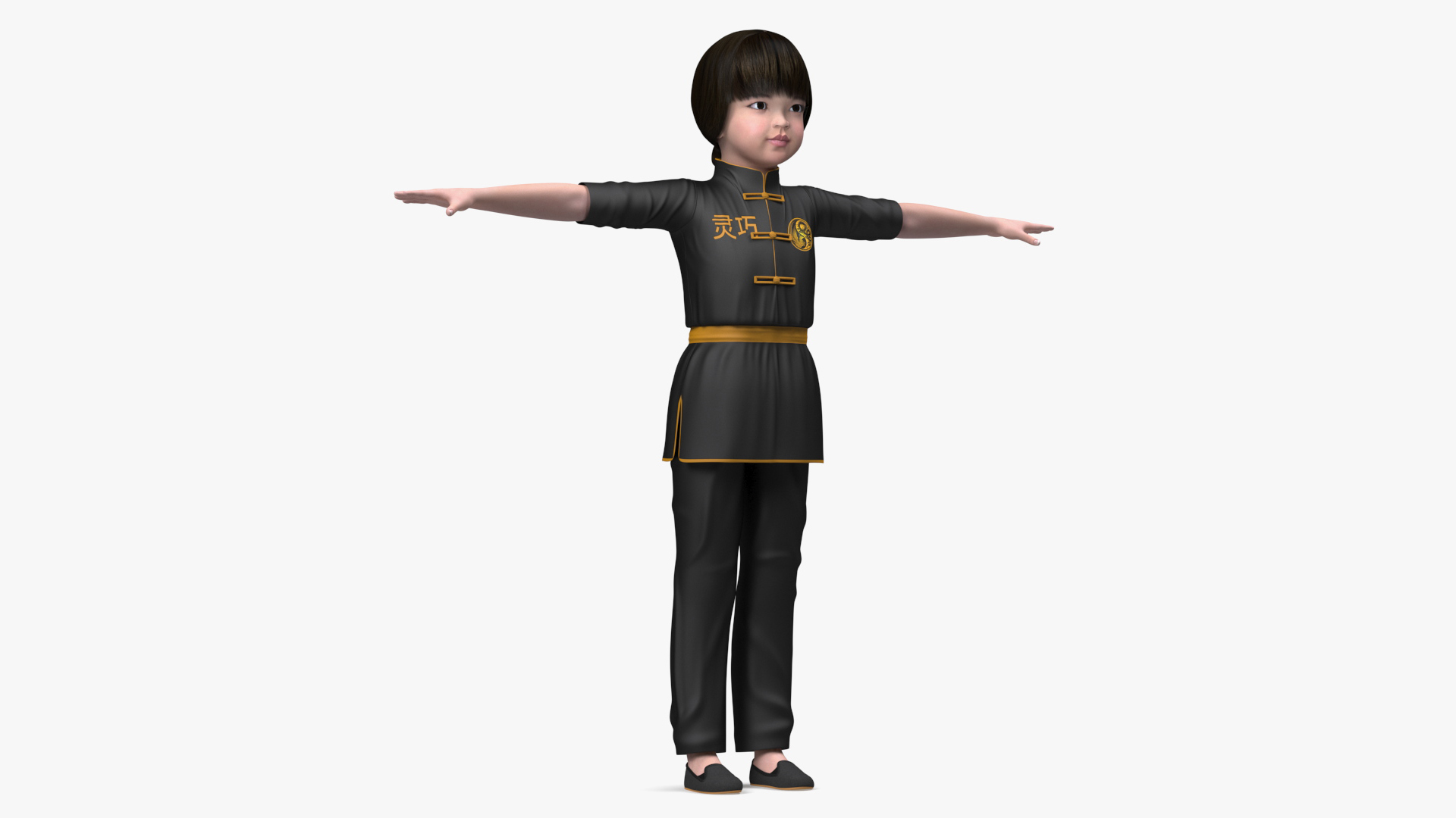 3D Asian Baby Girl in Kimono Rigged for Cinema 4D