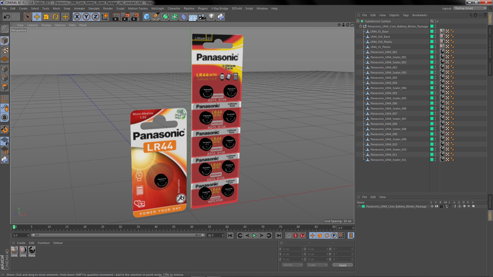 3D Panasonic LR44 Coin Battery Blister Package model