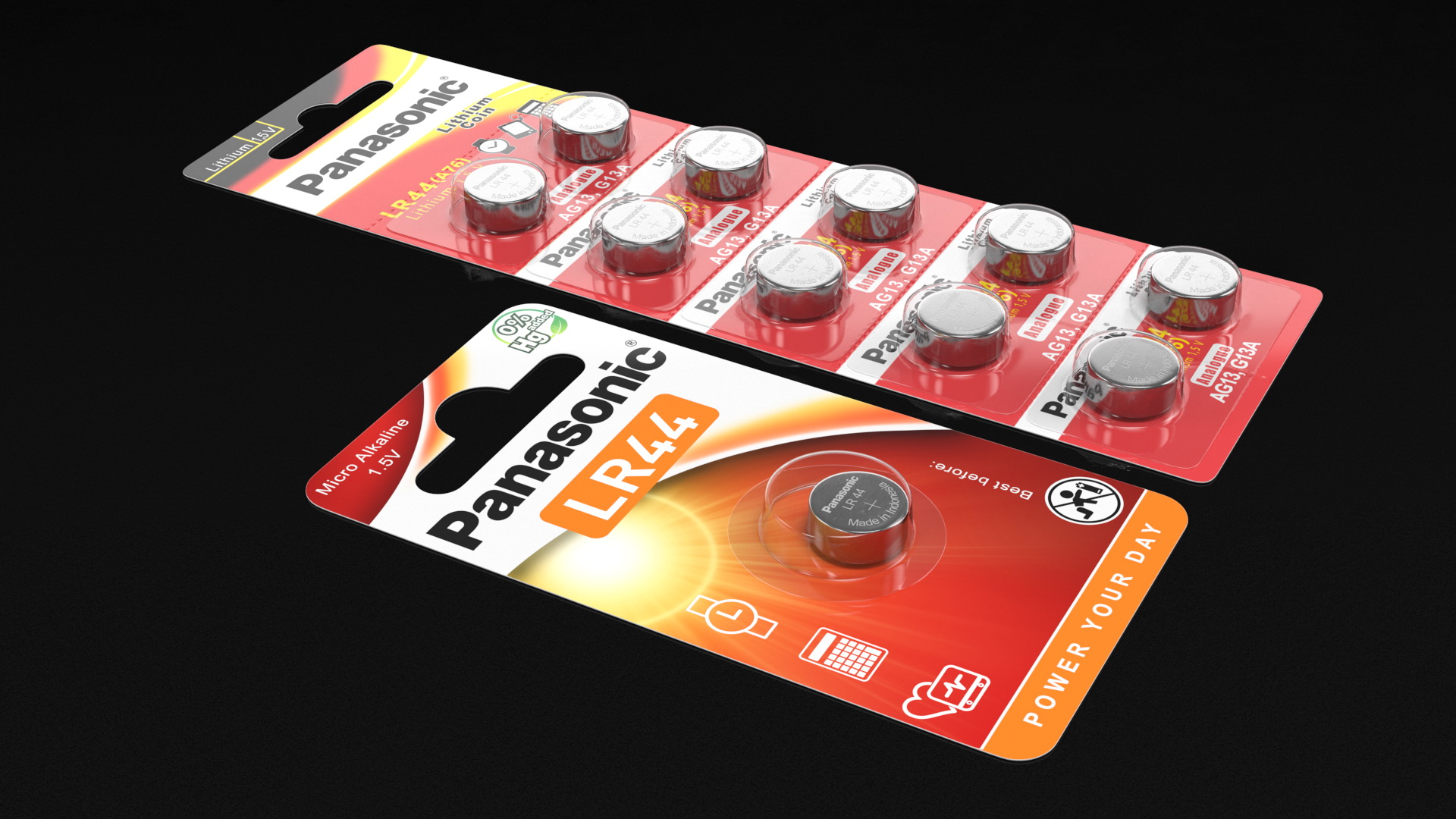 3D Panasonic LR44 Coin Battery Blister Package model
