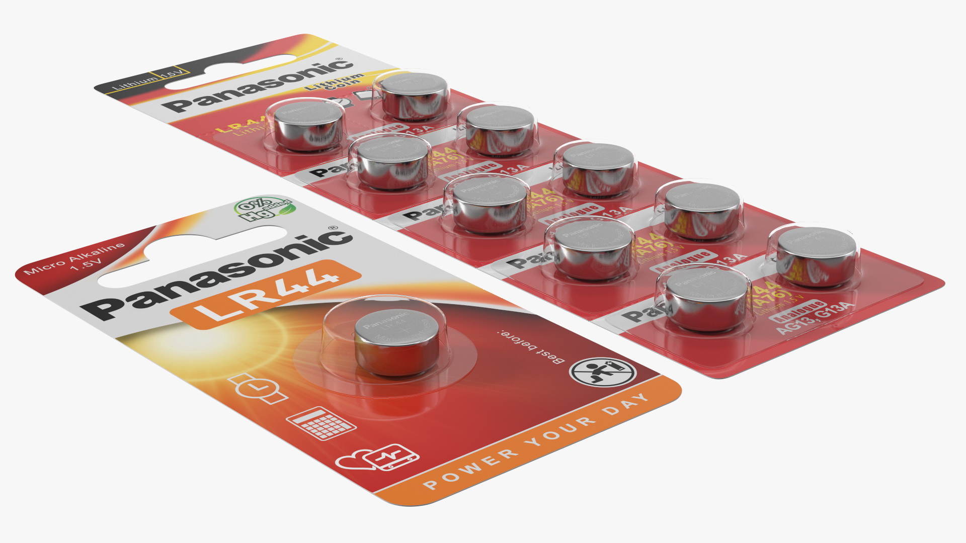 3D Panasonic LR44 Coin Battery Blister Package model