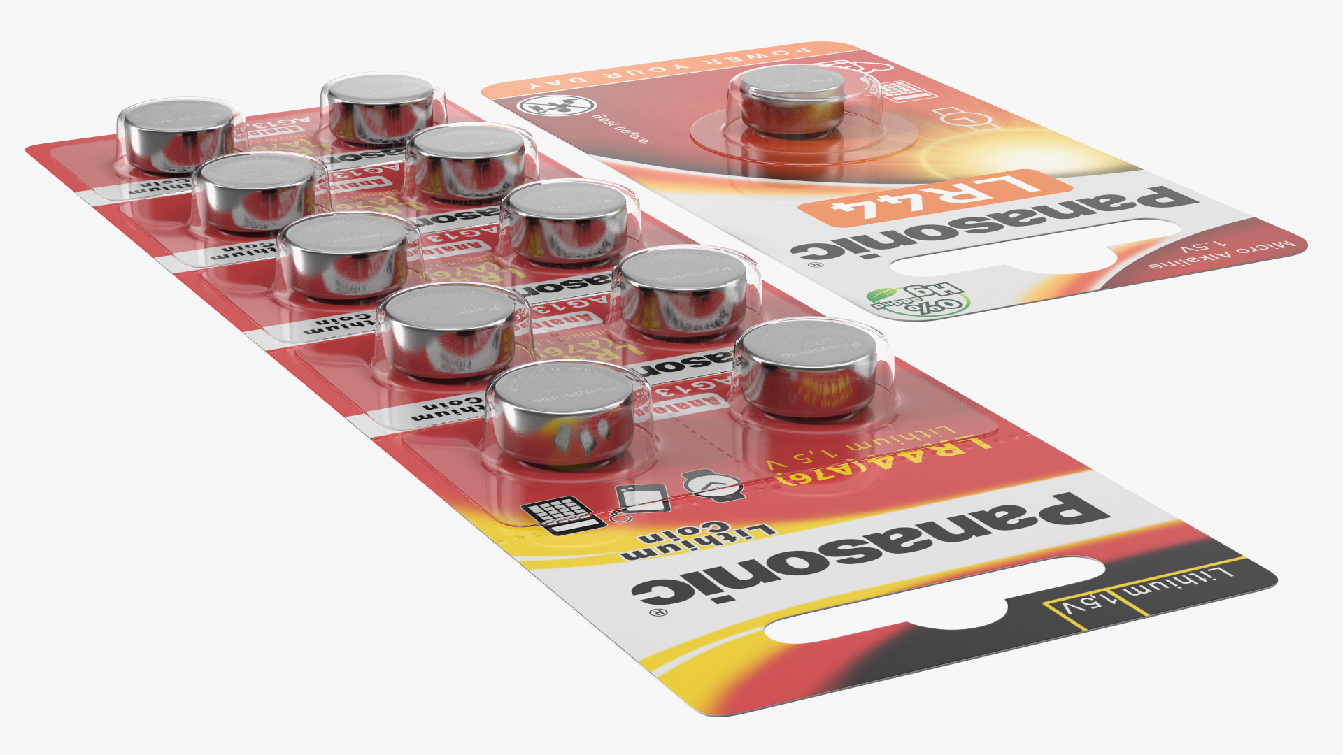 3D Panasonic LR44 Coin Battery Blister Package model