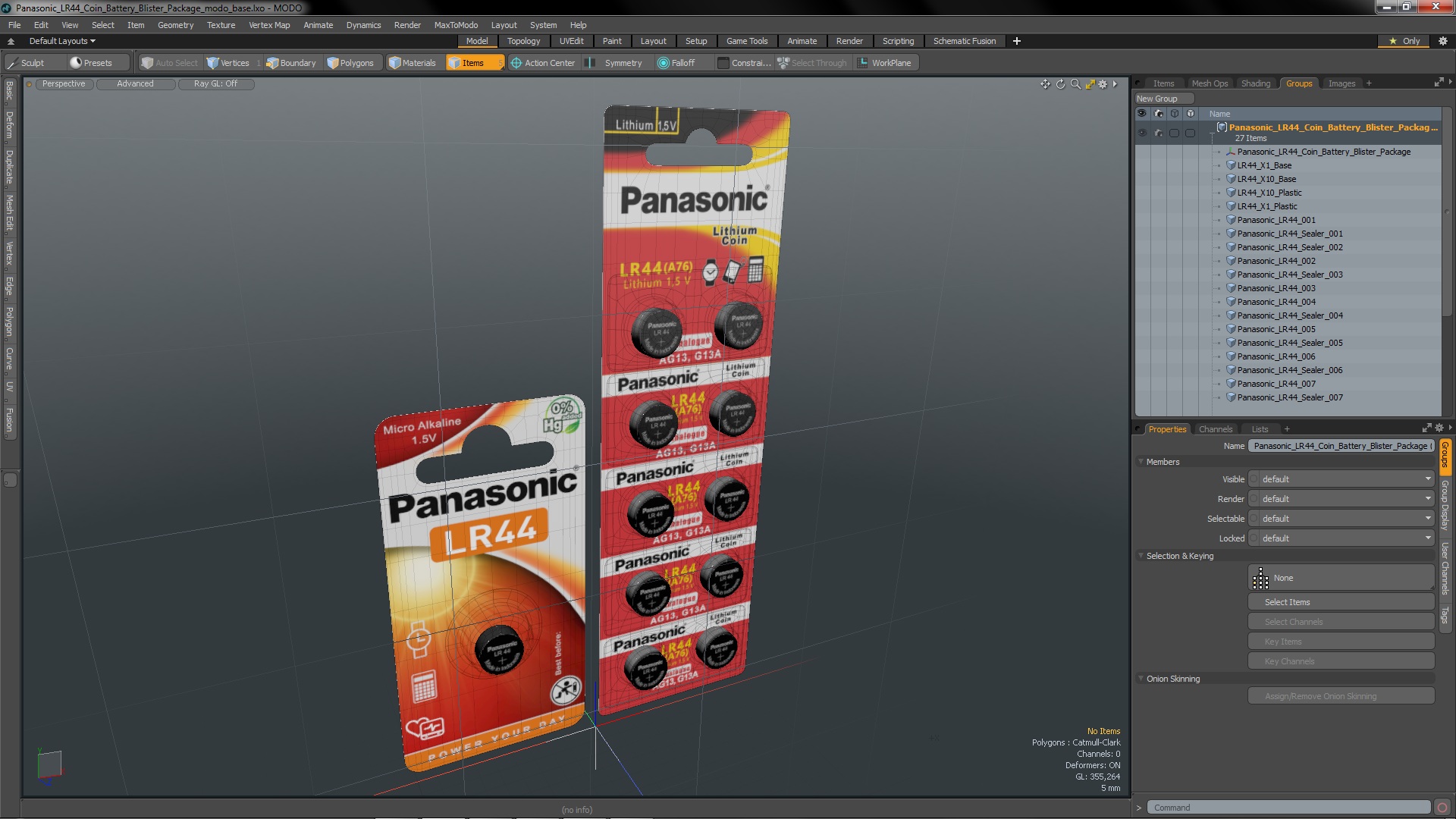 3D Panasonic LR44 Coin Battery Blister Package model