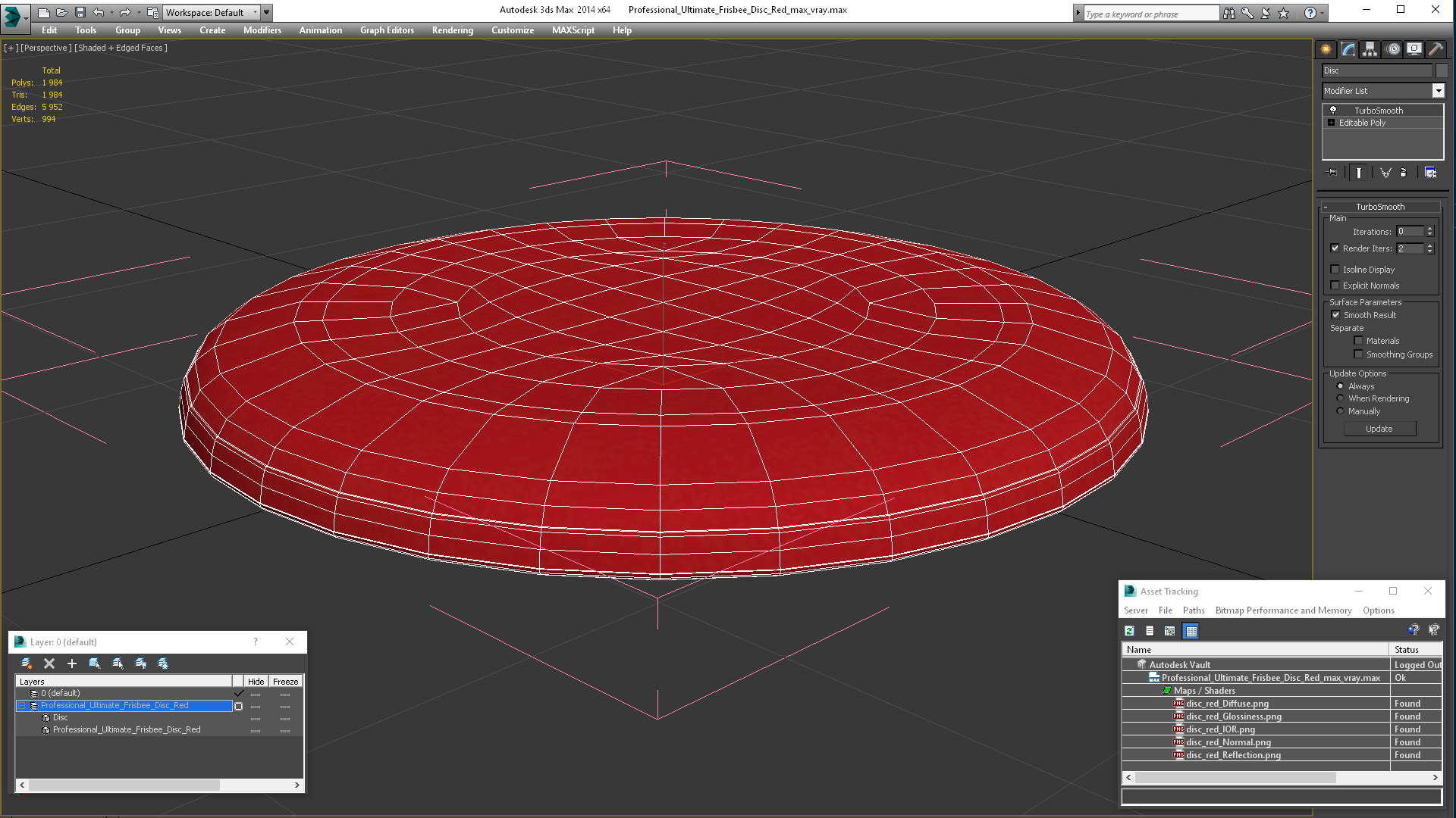3D Professional Ultimate Frisbee Disc Red model