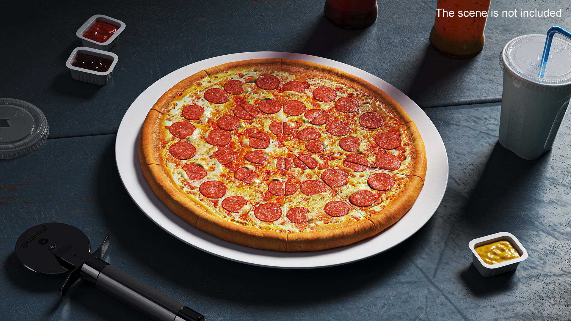 Pepperoni Pizza on Plate 3D model