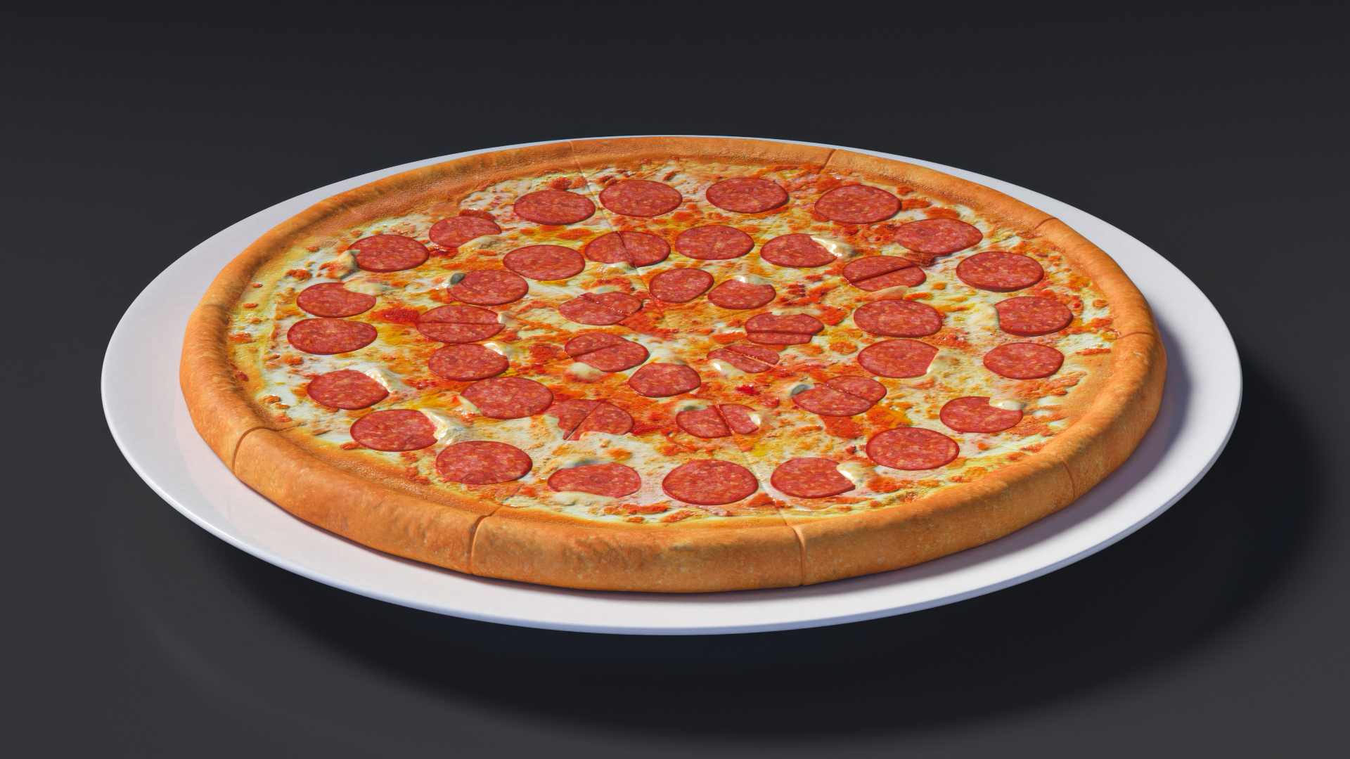 Pepperoni Pizza on Plate 3D model