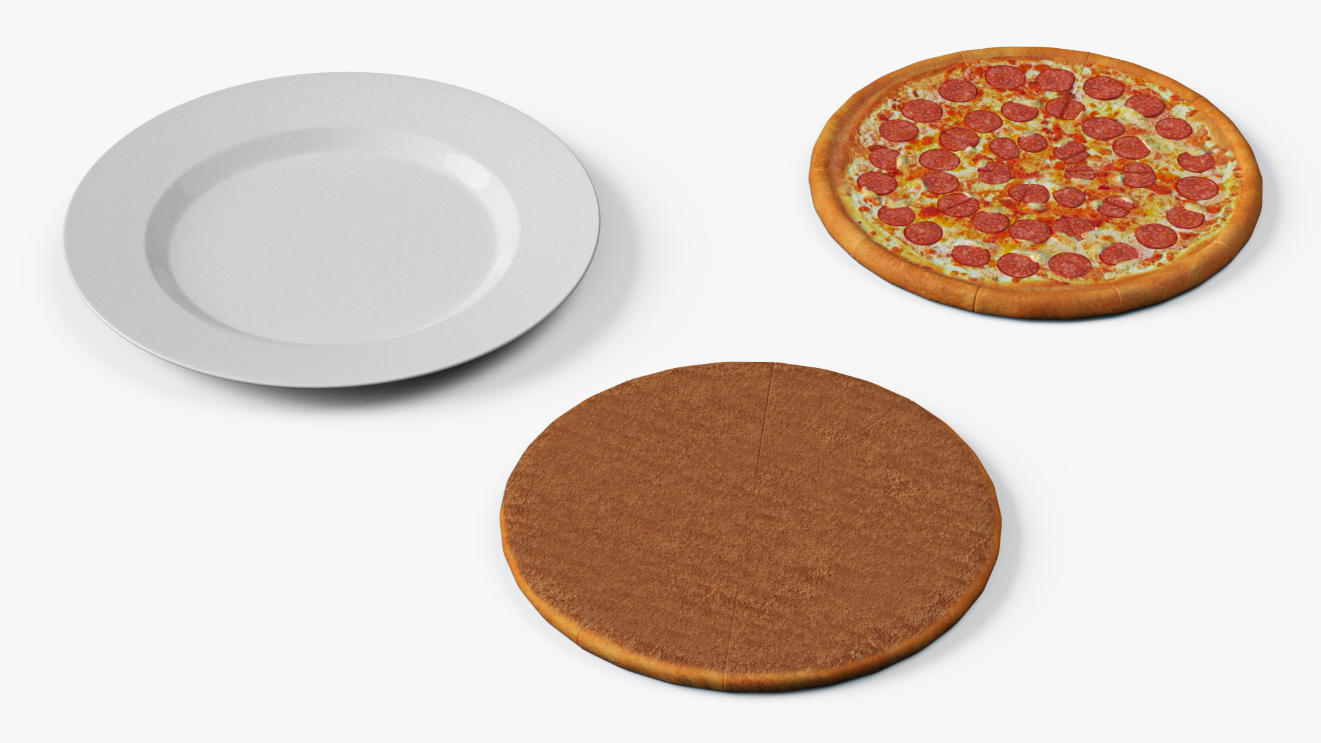 Pepperoni Pizza on Plate 3D model