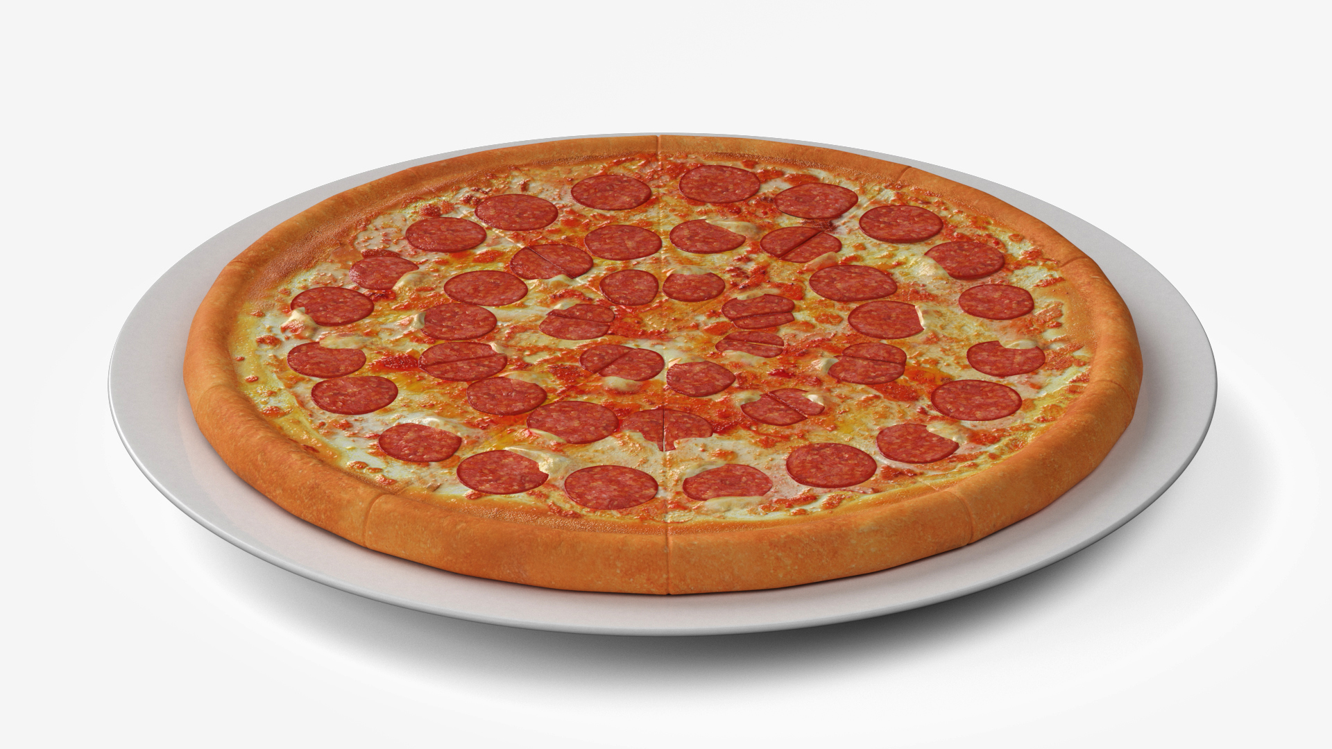 Pepperoni Pizza on Plate 3D model