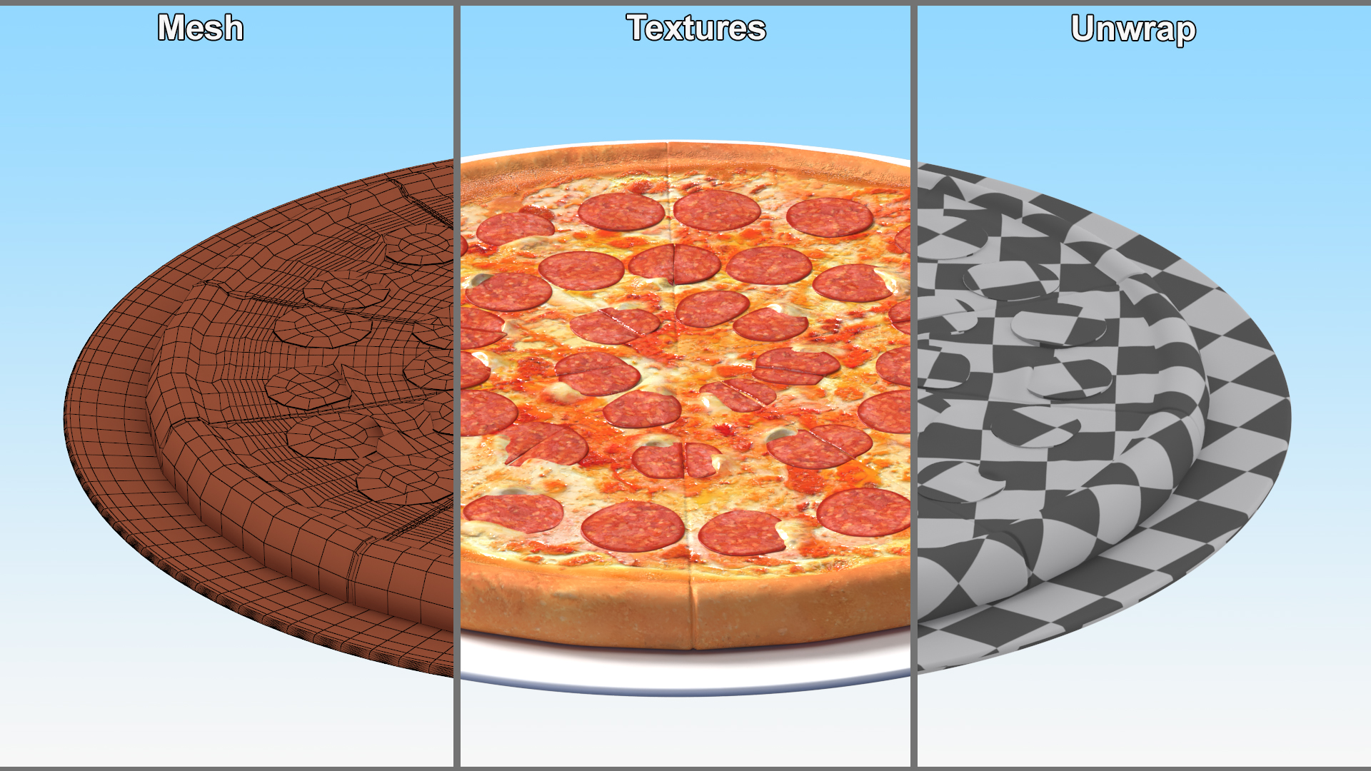 Pepperoni Pizza on Plate 3D model