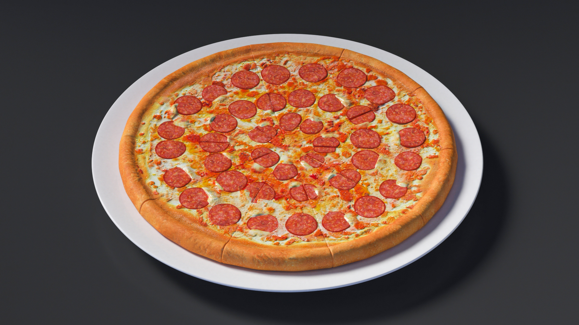 Pepperoni Pizza on Plate 3D model