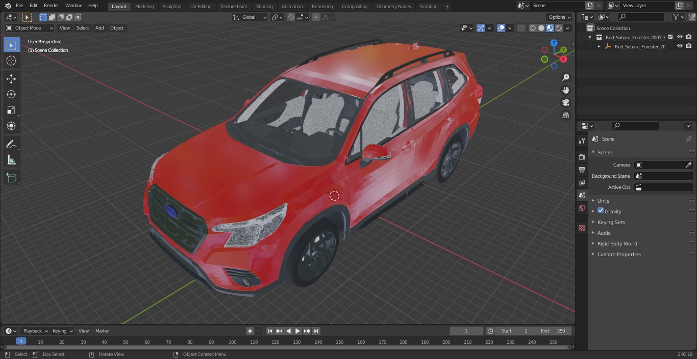 3D model Red Subaru Forester 2022 Simple Interior