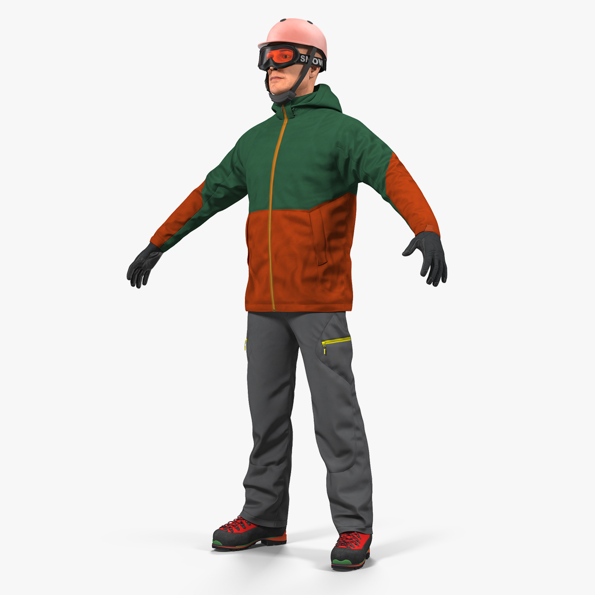 Snowboarder in Winter Gear 3D Model, view 5