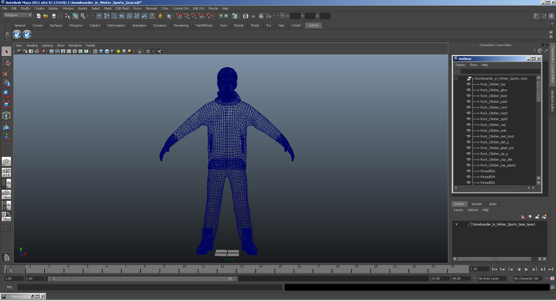 3D Snowboarder in Winter Sports Gear model