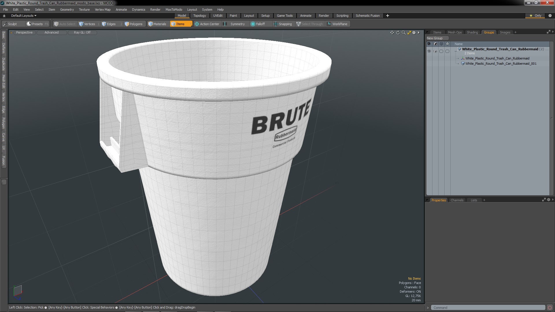 3D model White Plastic Round Trash Can Rubbermaid
