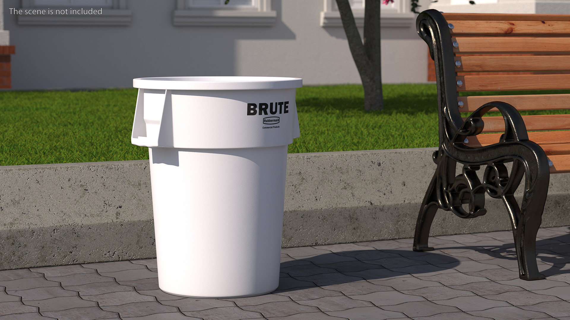 3D model White Plastic Round Trash Can Rubbermaid