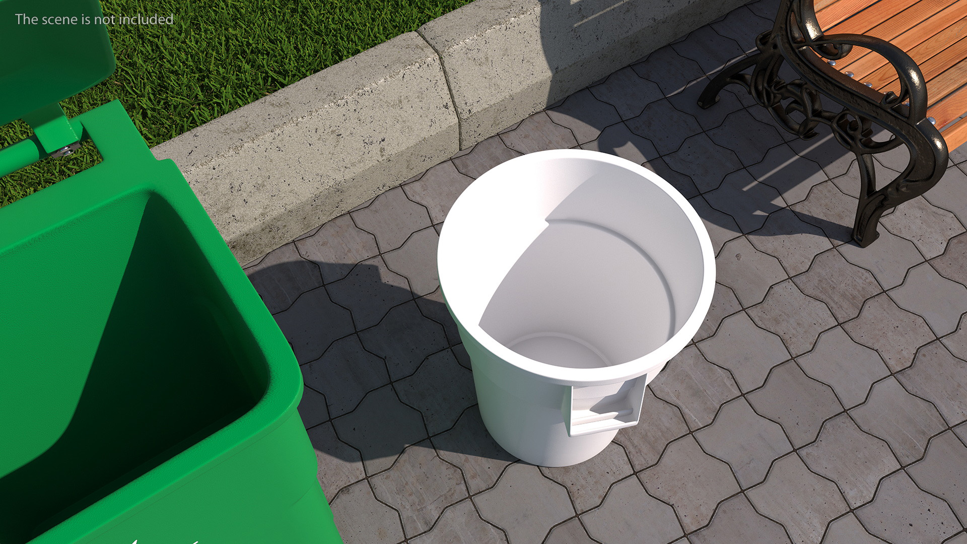 3D model White Plastic Round Trash Can Rubbermaid