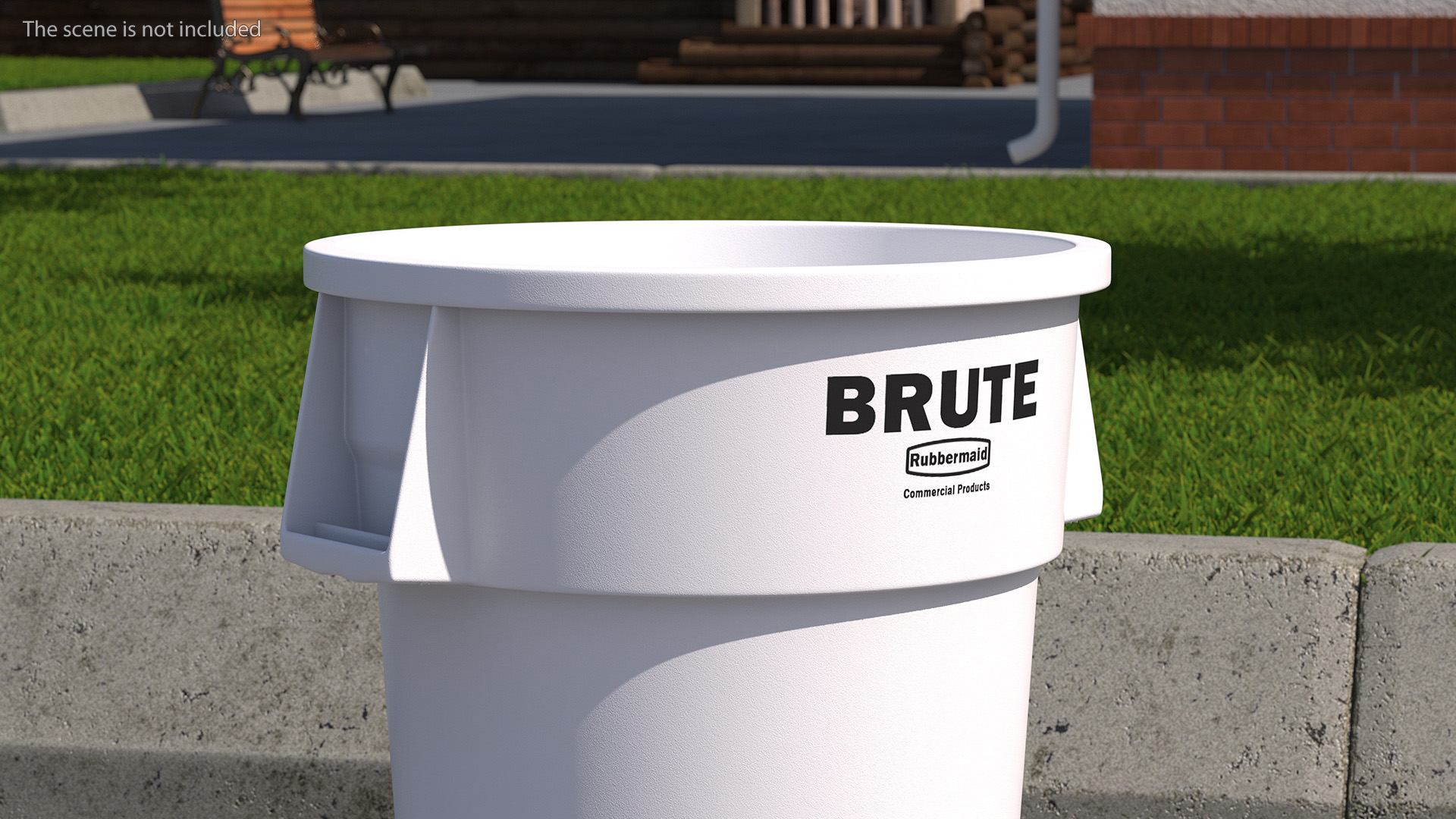 3D model White Plastic Round Trash Can Rubbermaid