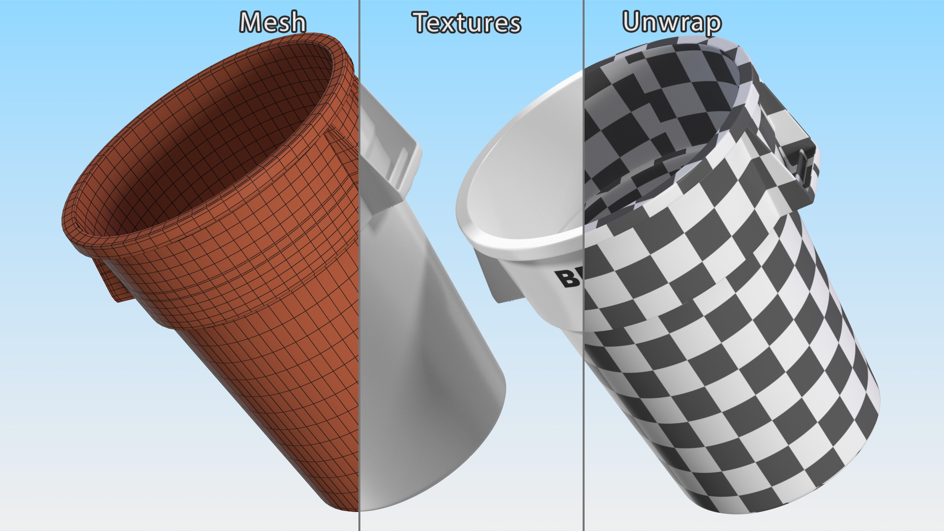3D model White Plastic Round Trash Can Rubbermaid